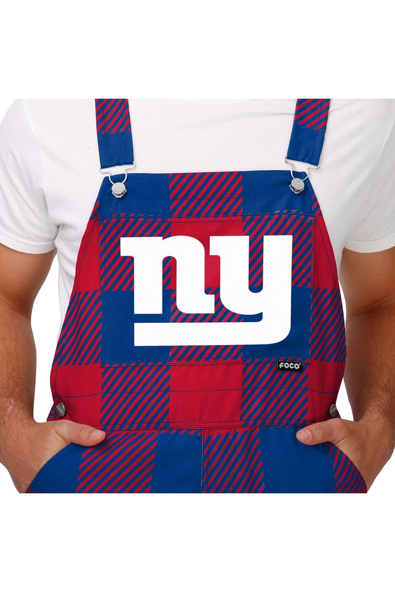 Men's FOCO  Royal New York Giants Big Logo Plaid Overalls, Alternate, color, Royal
