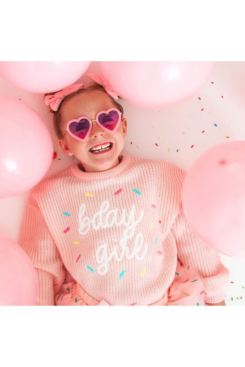 Birthday Girl Sprinkle Knit Sweater, Alternate, color, Ballet Pink