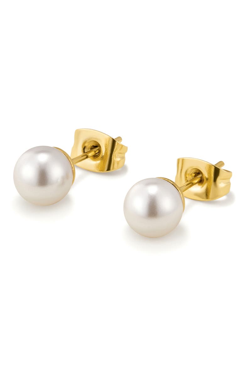 Freshwater Pearl Stud Earrings, Alternate, color, GOLD