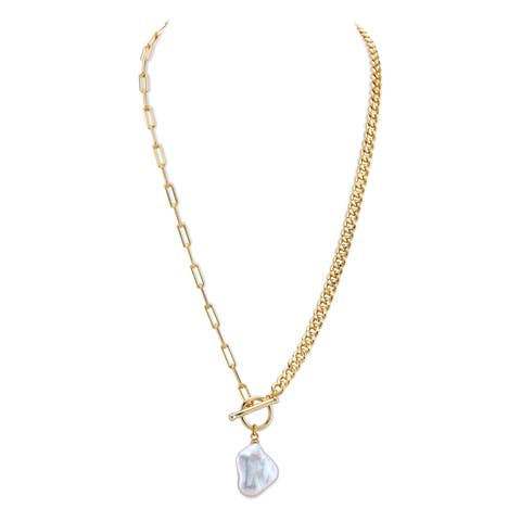 White Baroque Lenny Pearl Chain Necklace