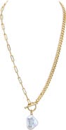 The Pearl Source White Baroque Lenny Pearl Chain Necklace
