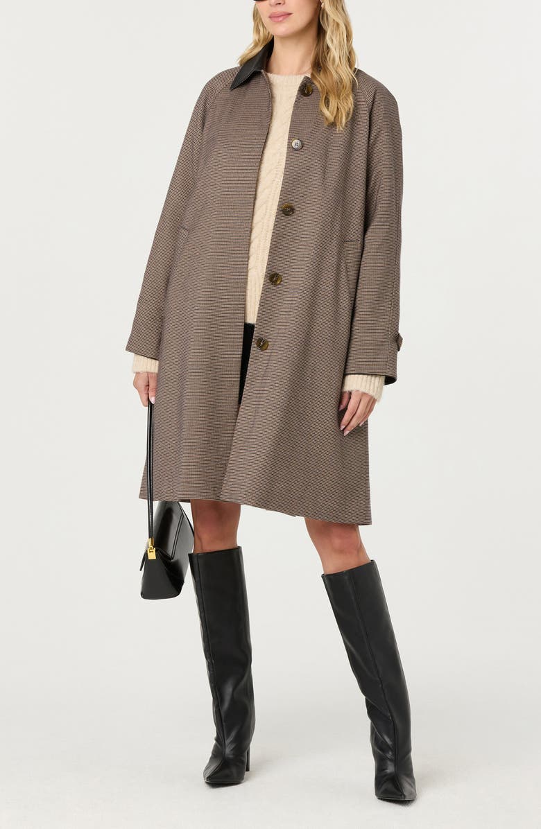 ASTR the Label Raiden Faux Leather Collared Coat, Alternate, color, Brown Plaid