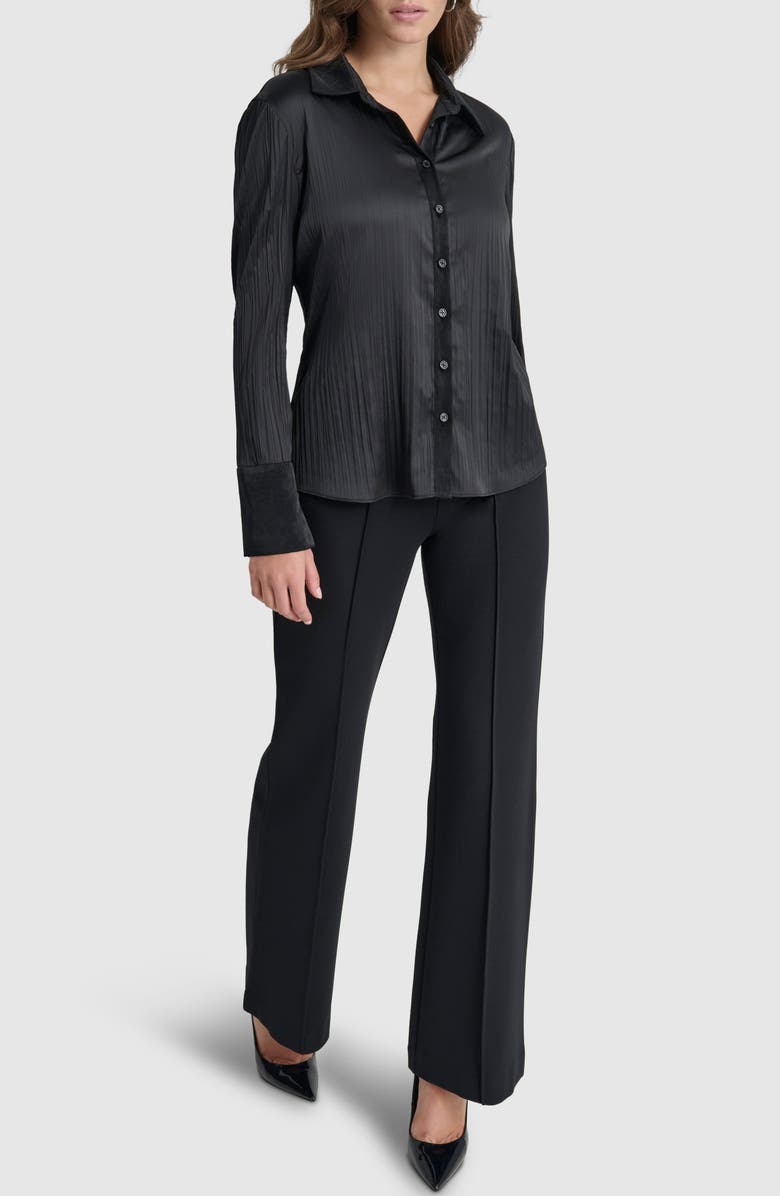 DKNY Plissé Satin Shirt, Alternate, color, 