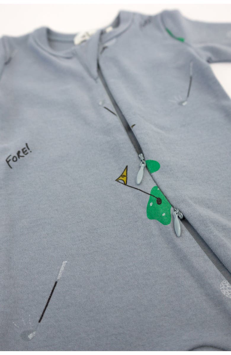 oh baby! Golf Print Zipper Footie, Alternate, color, Fog