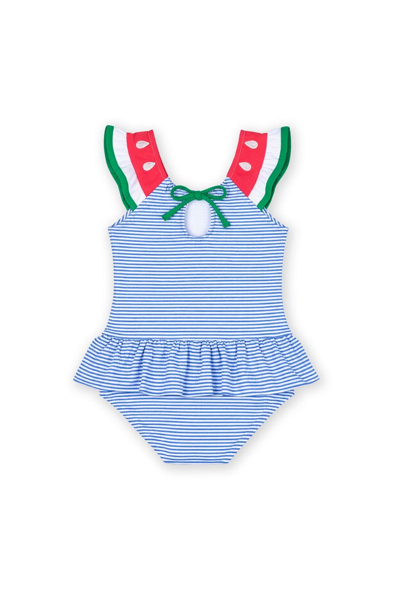 Florence Eiseman Seersucker Swimsuit with Watermelon, Alternate, color, Royal/White