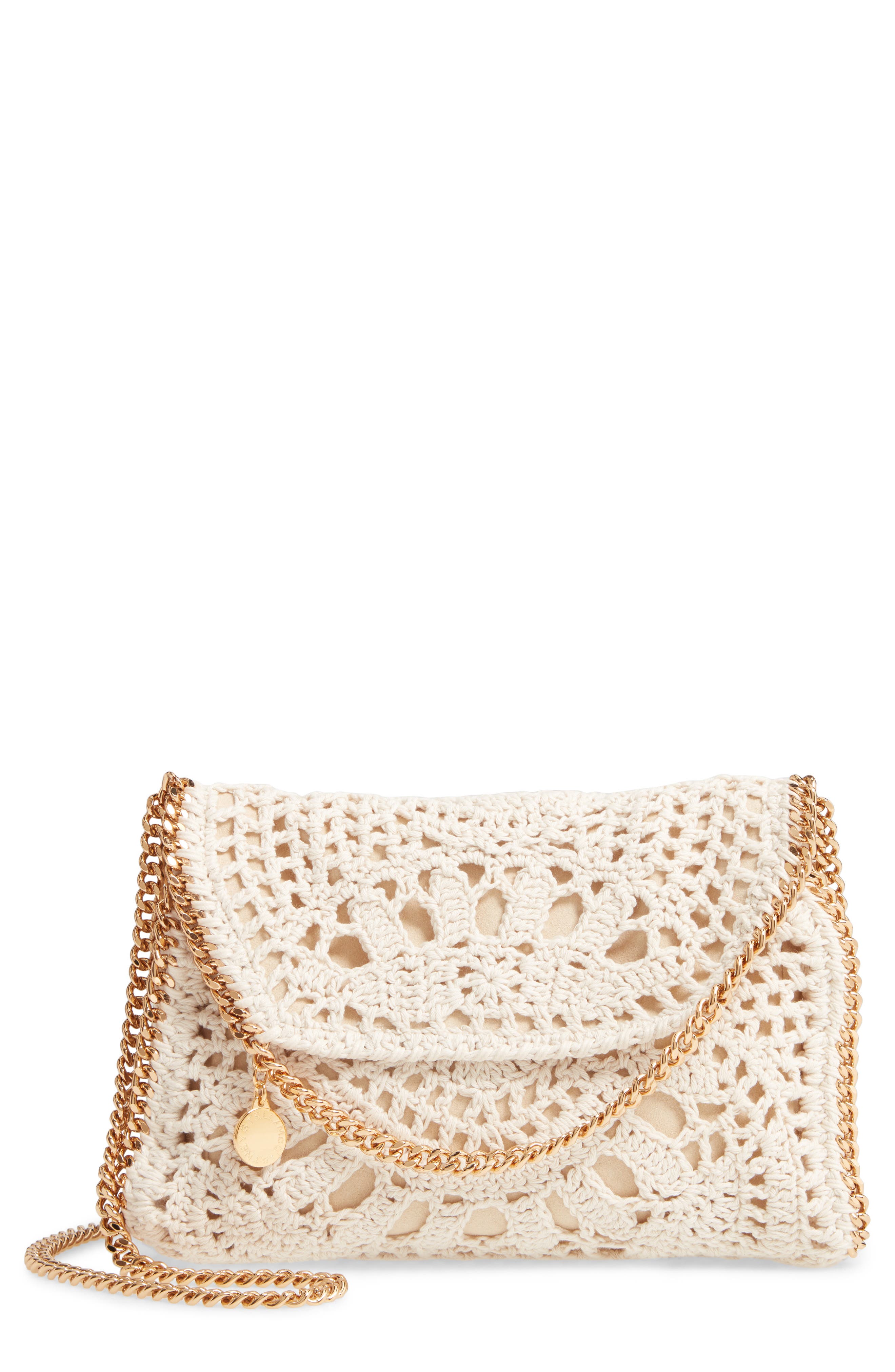 Mini Cotton Crochet Shoulder Bag, Main, color, BUTTER CREAM