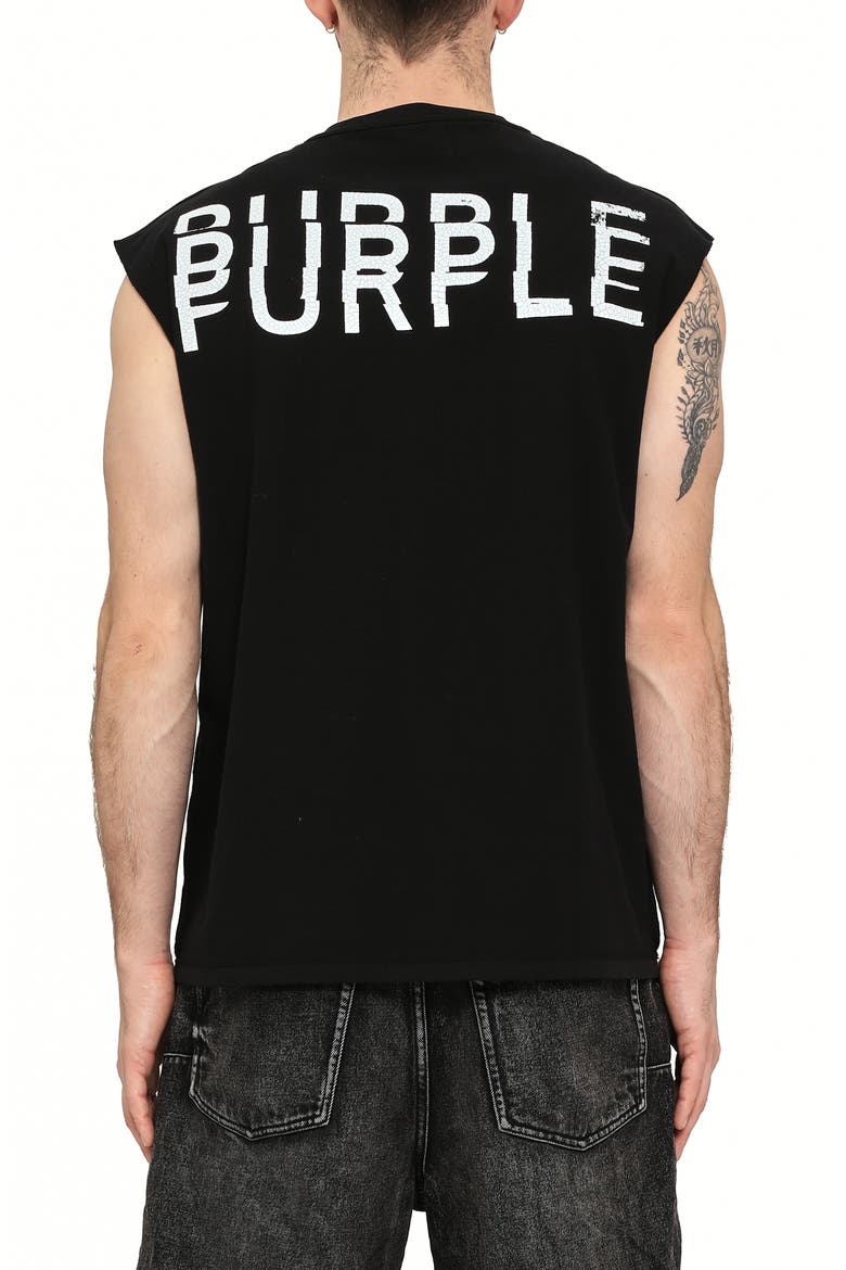 Textured Logo Cotton Muscle Tee, Alternate, color, BLACK