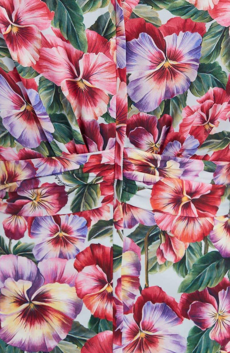 Dolce&Gabbana Floral Stretch Silk Charmeuse Midi Dress, Alternate, color, 