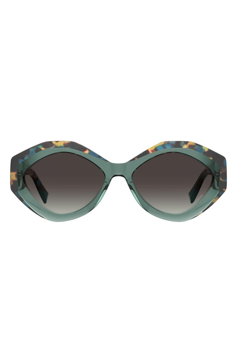 Missoni 56mm Oval Sunglasses, Main, color, Green Havana