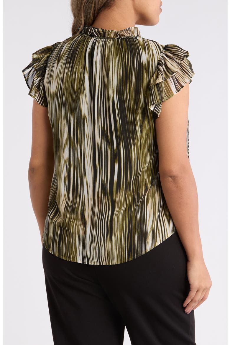 Printed Pleated Cap Sleeve Top, Alternate, color, BAY LEAF / ANNE BLACK