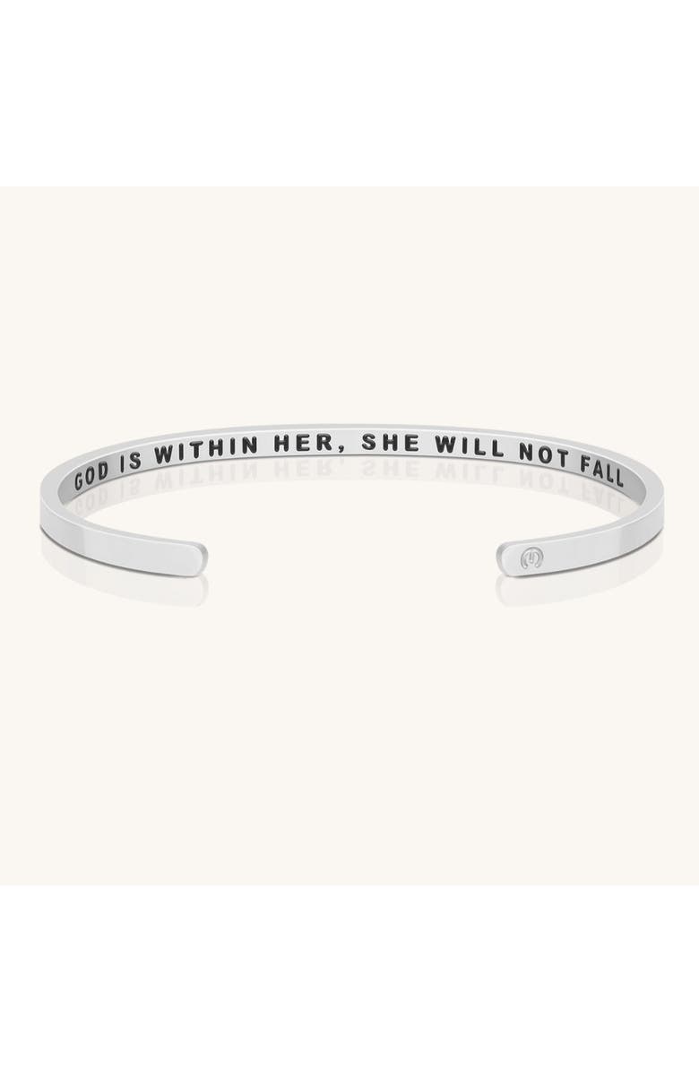 Mantra God Is Within Her, She Will Not Fall bracelet, Main, color, Silver