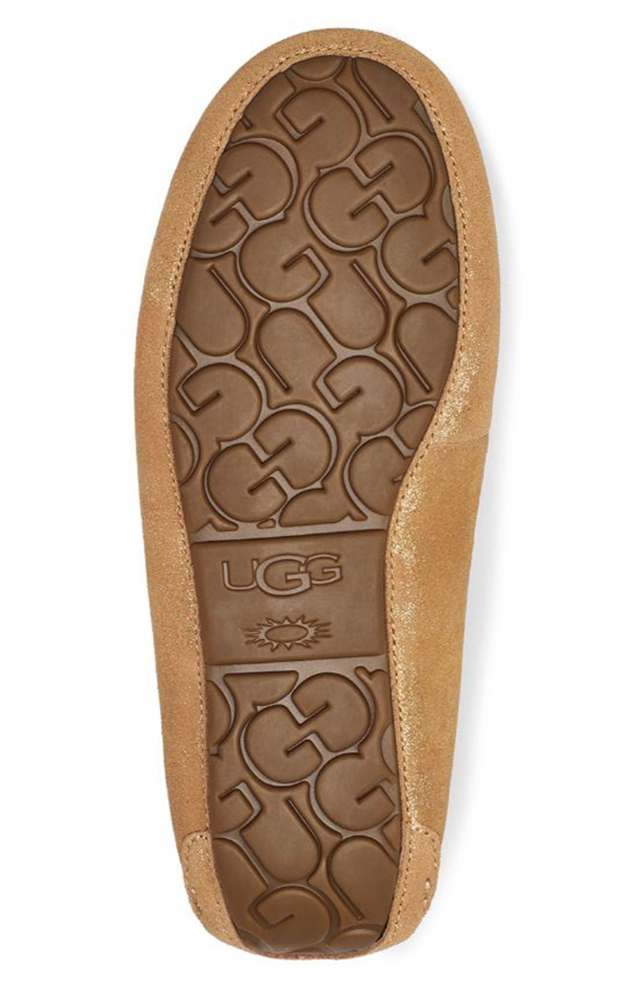 UGG Ansley Bow Glimmer Faux Fur Lined Slipper, Alternate, color, CHESTNUT