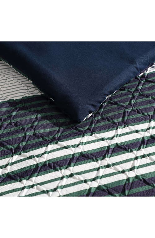 Nautica Lakefront Embossed Stripe Microfiber Comforter, Sheets & Throw Set In Blue