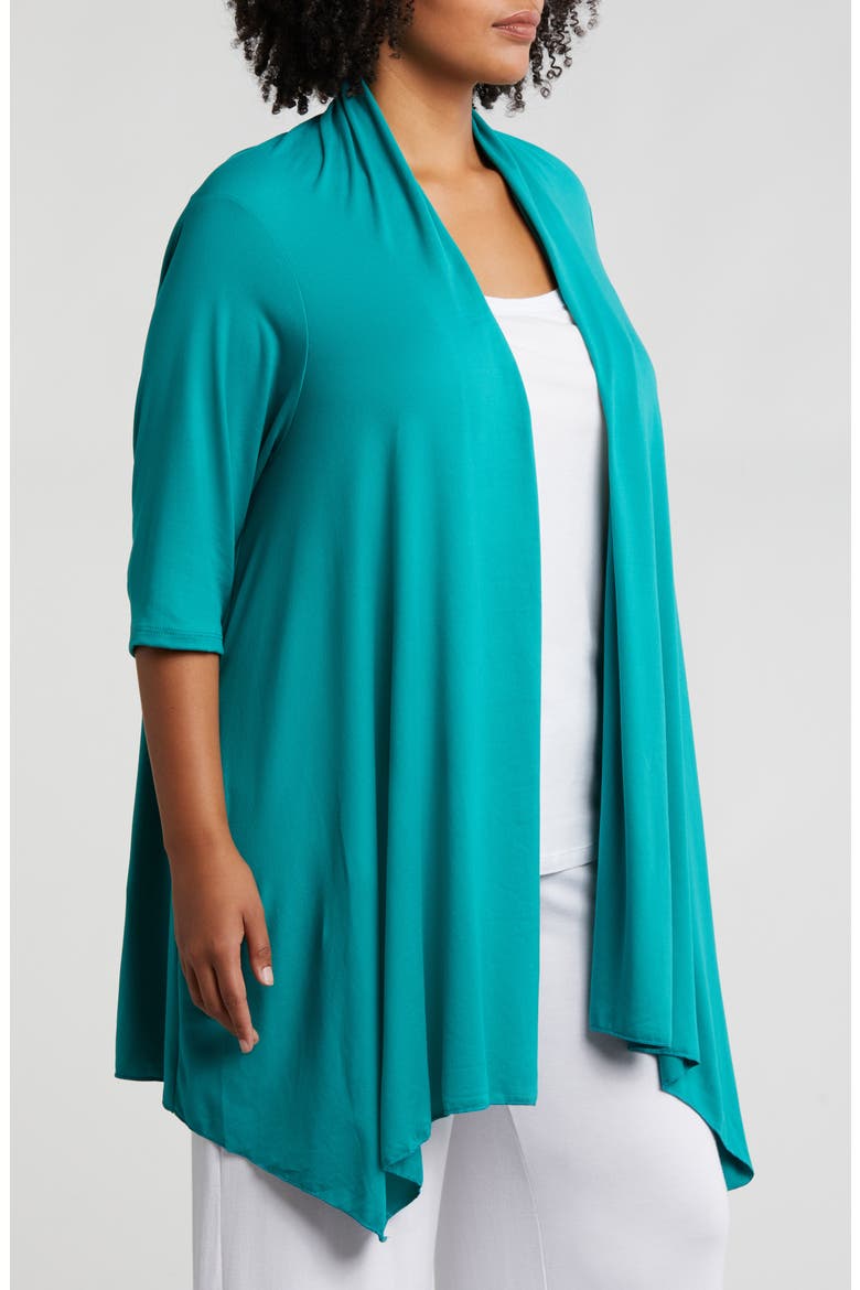 Open Front Long Cardigan, Alternate, color, JADE