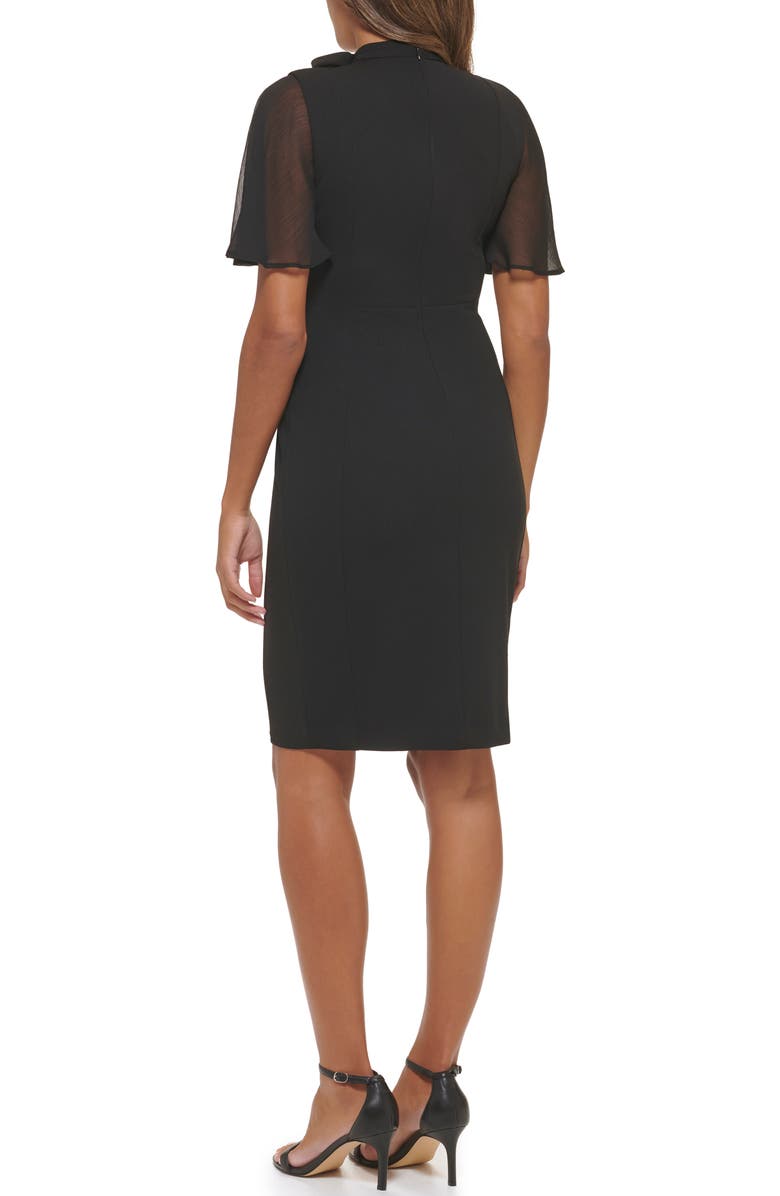 Calvin Klein Sheer Flutter Sleeve Sheath Dress, Alternate, color, Black