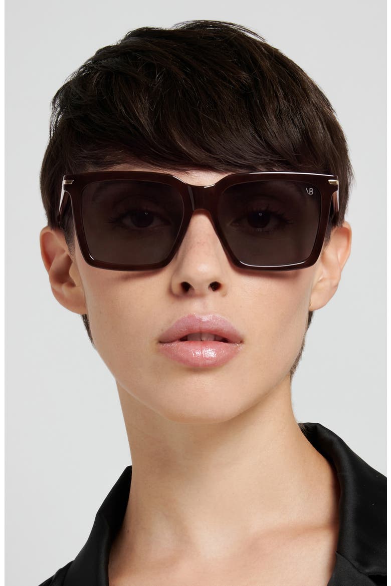 VB 1022/S 56mm Rectangular Sunglasses, Alternate, color, HAVANA/ BROWN SF