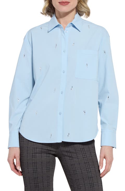 Skye Crystal Embellished Button-Up Shirt