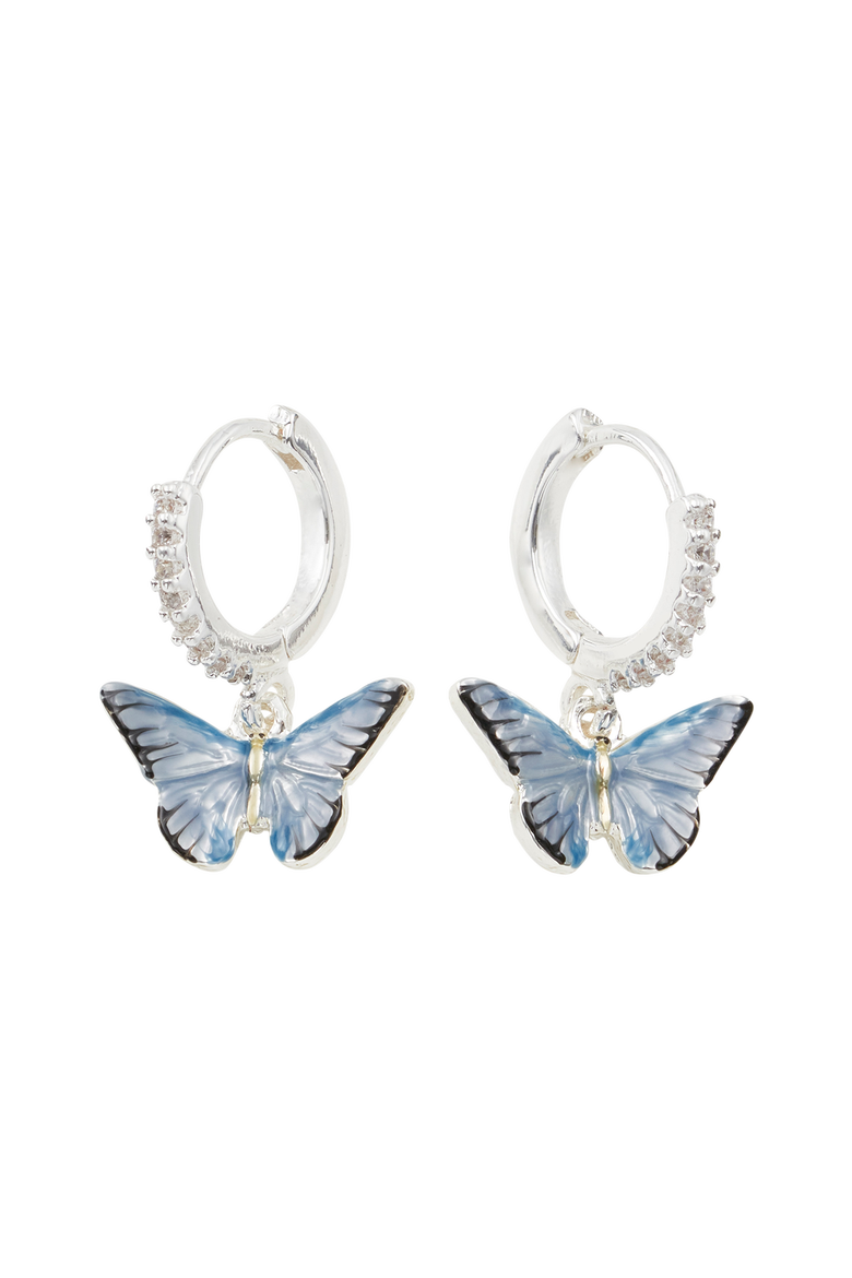 Blue Butterfly Earrings Silver, Main, color, Blue & Silver