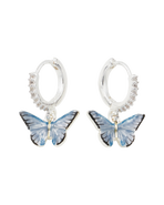 Fable England Blue Butterfly Earrings Silver