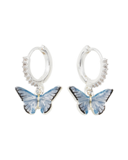 Fable England Blue Butterfly Earrings Silver