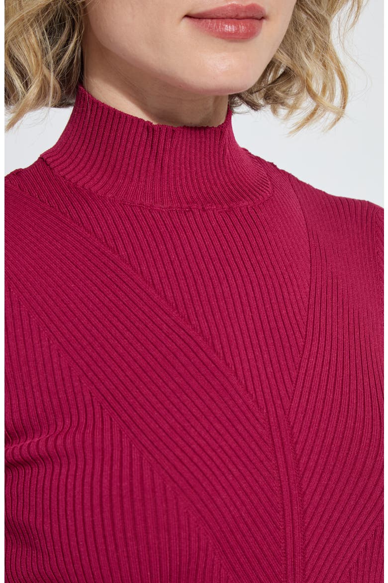 Bernadette Mock Neck Short Sleeve Sweater, Alternate, color, FUCHSIA RED