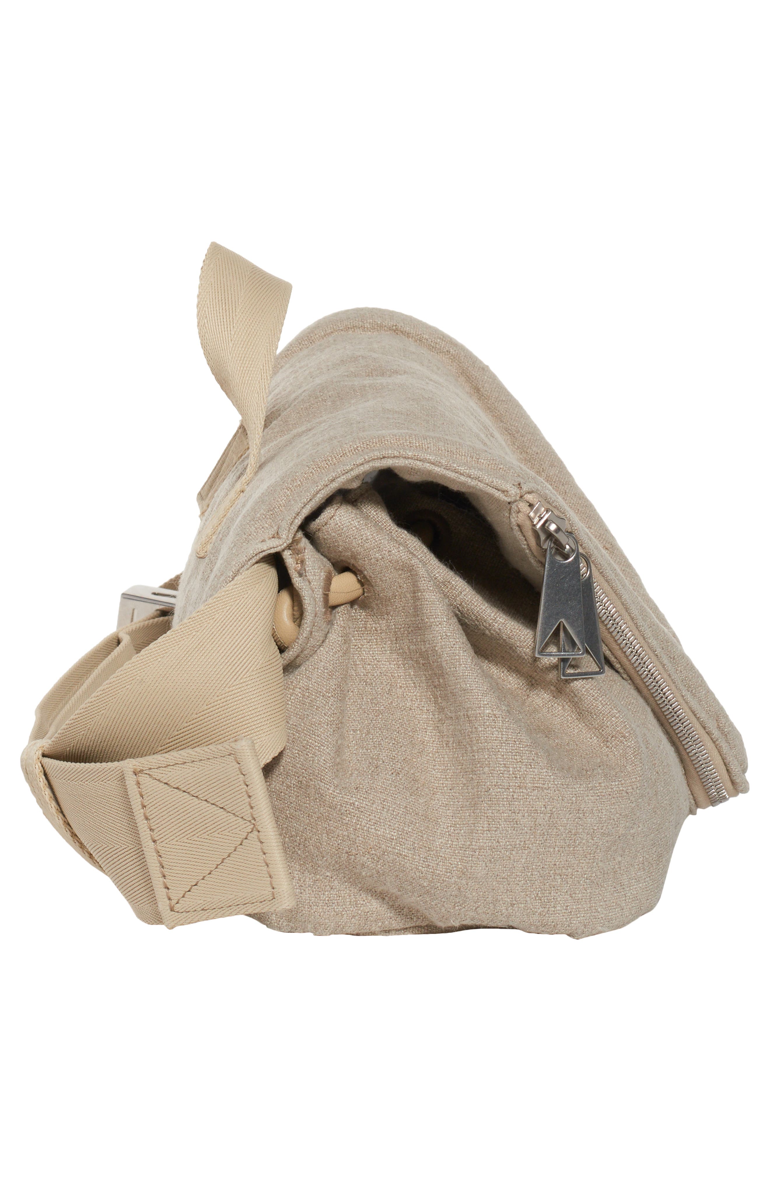 Bottega Veneta Beak Triangle Flap Canvas Belt Bag, Alternate, color, 