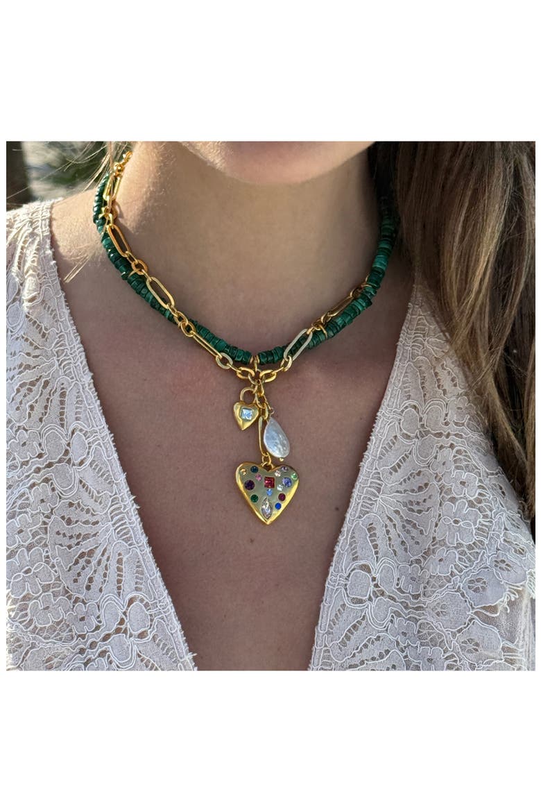 Lucie Charm Necklace, Alternate, color, GREEN