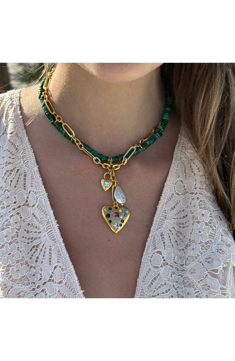 Sequin Lucie Charm Necklace, Alternate, color, Green