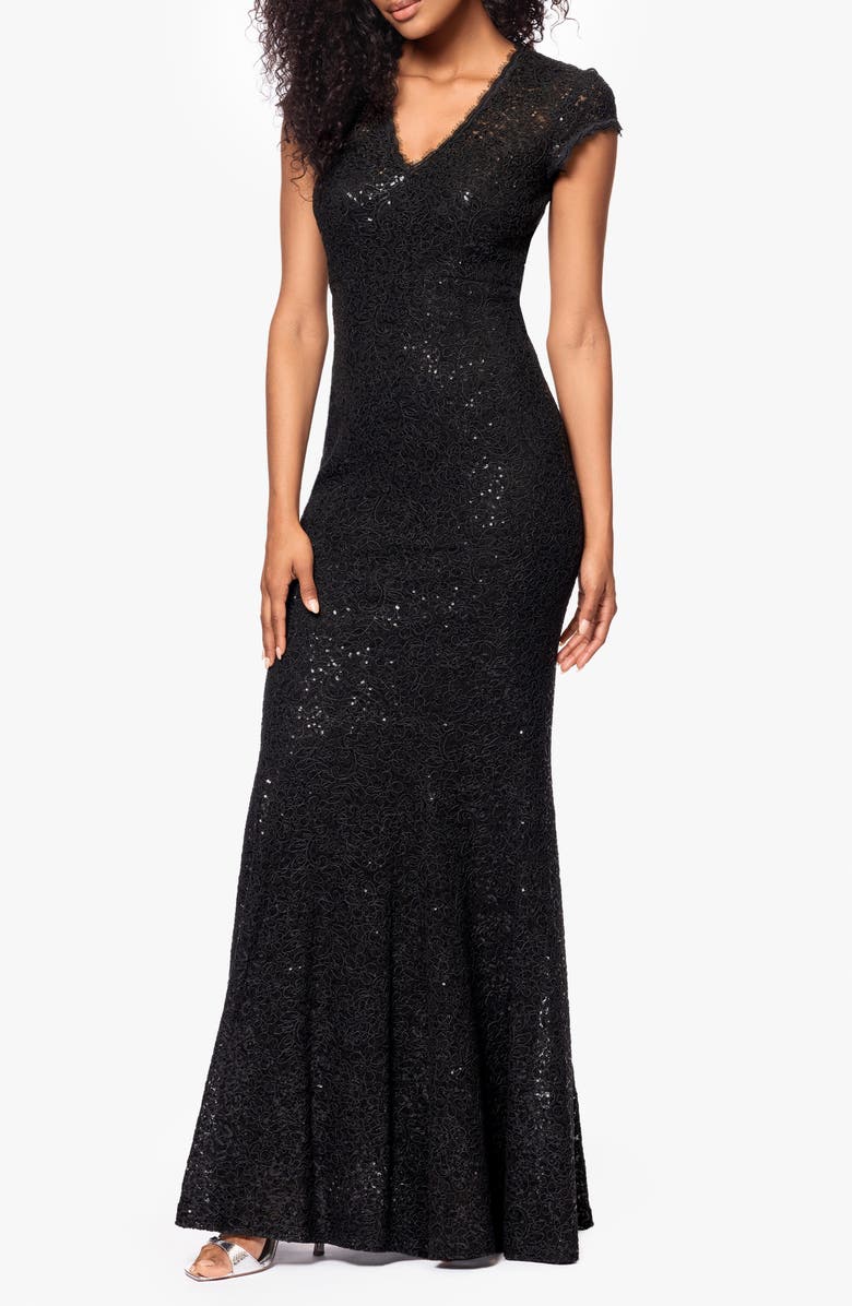 Betsy & Adam Sequin Embroidered Mermaid Gown, Alternate, color, 