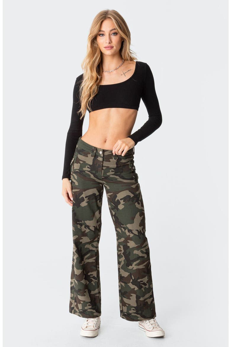Sydney Long Sleeve Rib Crop Top, Alternate, color, BLACK