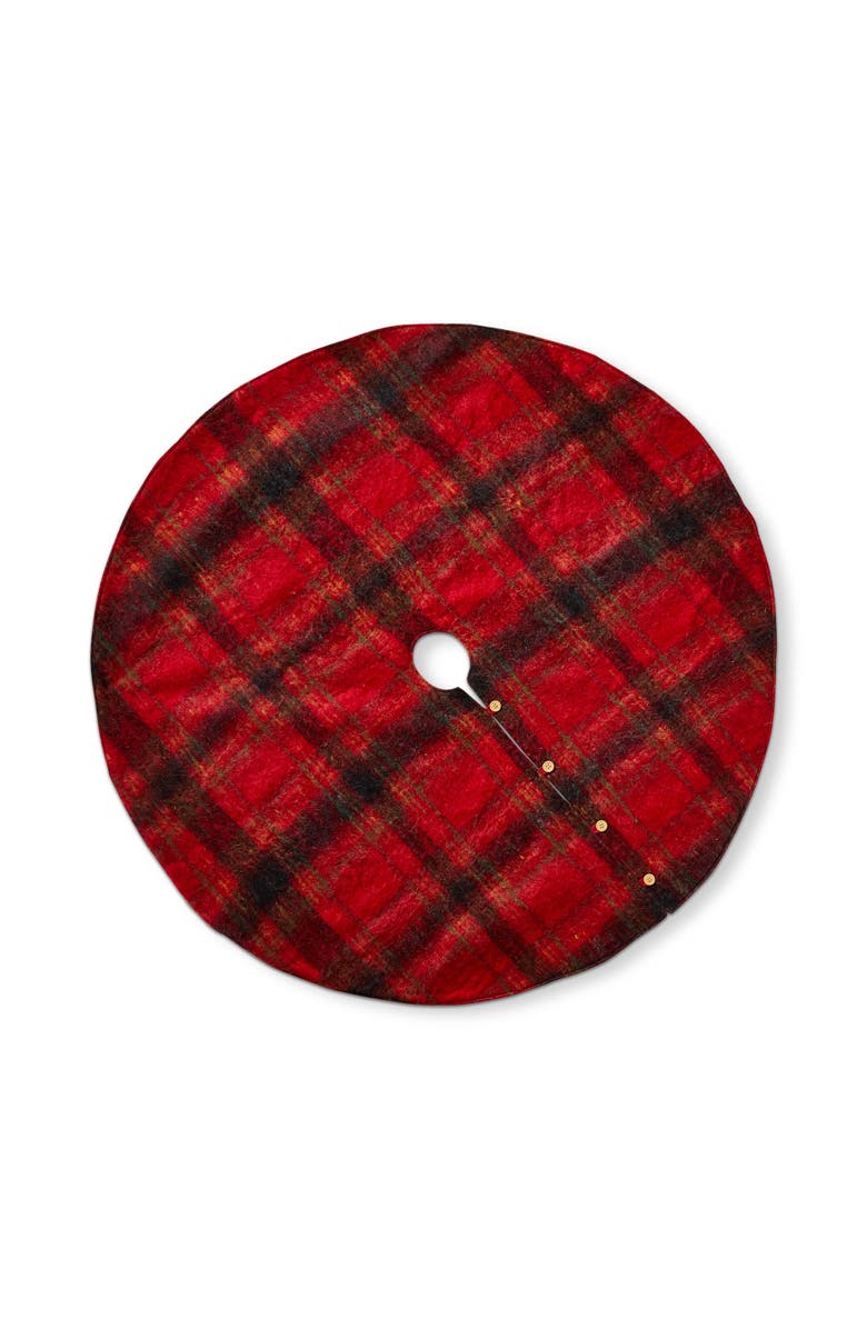 tag Wooly Plaid Christmas Tree Skirt Red Multi Cozy Holiday Decor, Main, color, Red