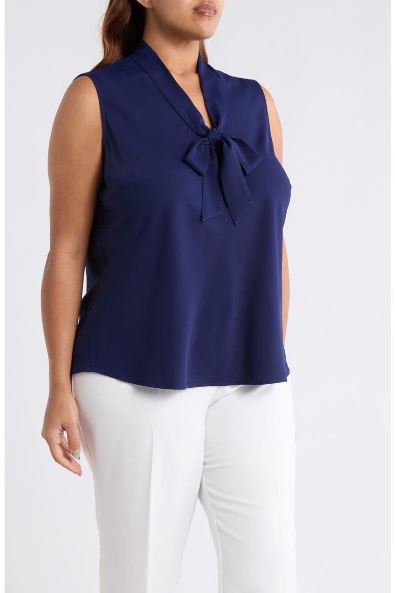 Sleeveless Tie Front Top, Alternate, color, KASPER NAVY