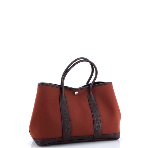 Pre-owned Hermes  Hermes Garden Party Tote Toile And Leather 30 In Red