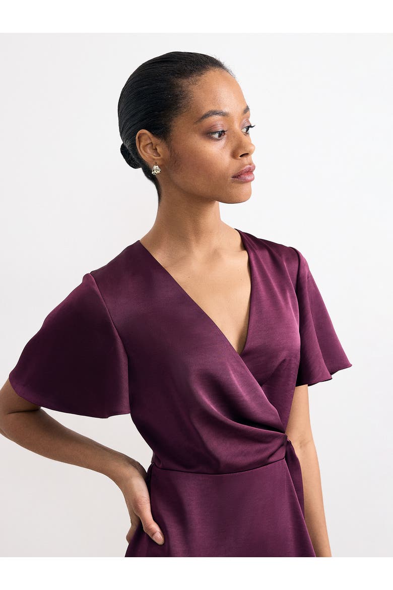 Julissa Satin Midi Dress, Alternate, color, Burgundy