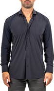 Maceoo Eins Shaped Fit Marthy3013 Black Knit Button-Up Shirt