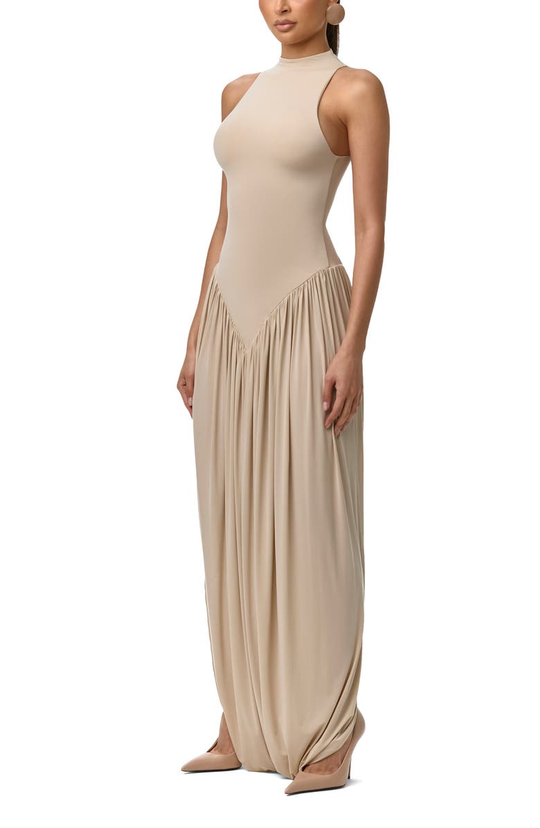 Naked Wardrobe Sleeveless Mock Neck Maxi Dress, Alternate, color, Taupe