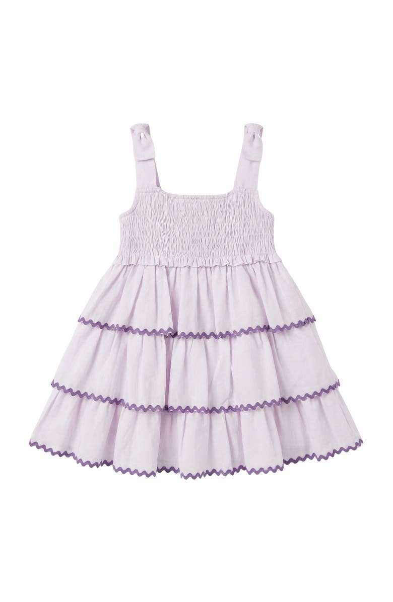 Pippa & Julie Kids' Smocked Bodice Tiered Cotton Party Dress, Alternate, color, Pink/ Lilac