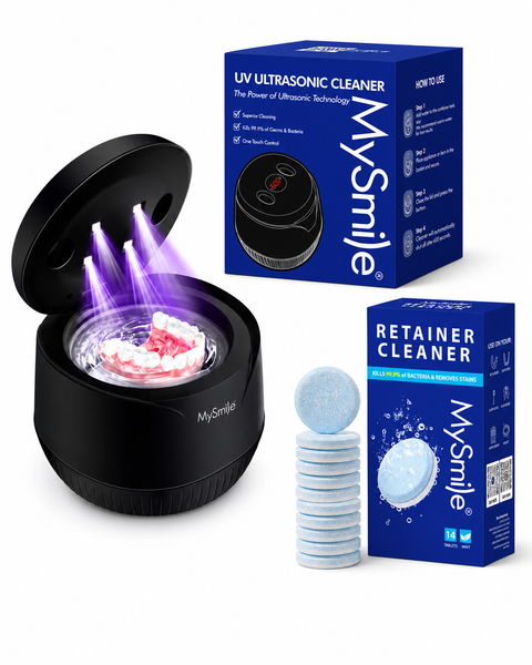 Retainer Care Essentials Bundle - Ultrasonic Retainer Cleaner Machine, 200 mL, 45kHz + Mint Retainer Cleaner Tablets