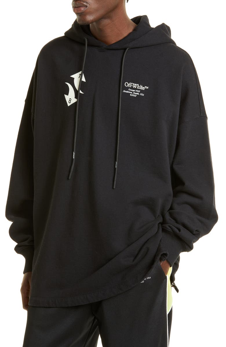 Off-White Embroidered Cotton Logo Hoodie, Alternate, color, 