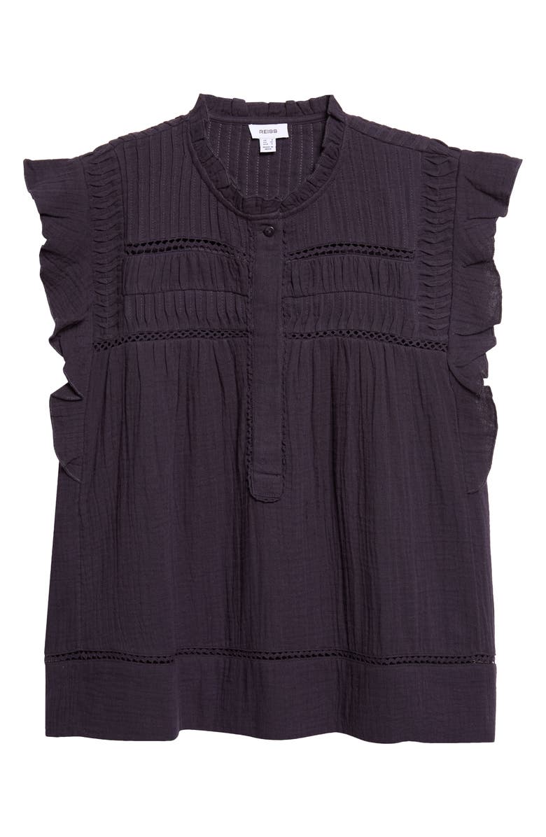 Reiss Florie Pintuck Ruffle Top, Main, color, Navy