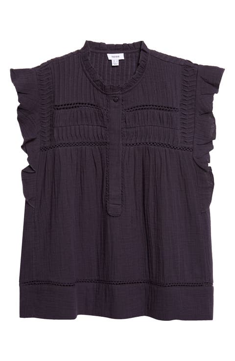 Florie Pintuck Ruffle Top