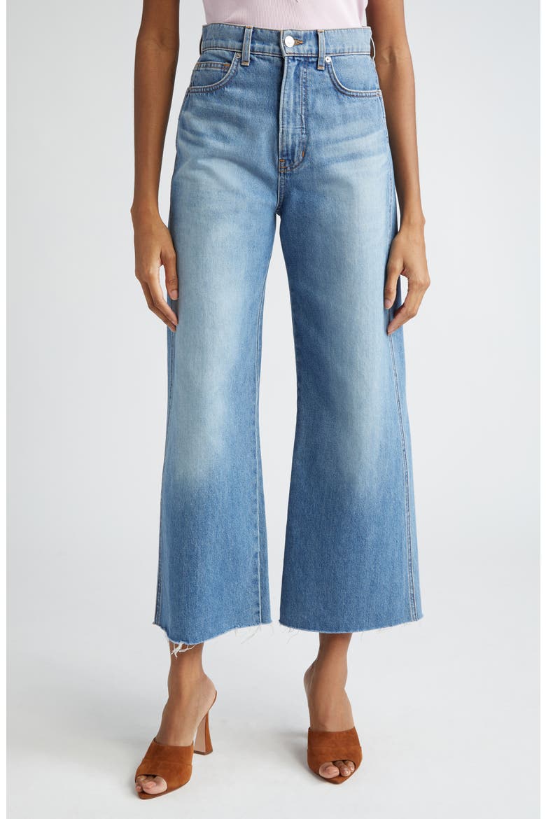 Taylor Raw Hem High Waist Crop Wide Leg Jeans, Main, color, ENOUGH SAID