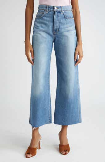 Veronica Beard Taylor Raw Hem High Waist Crop Wide Leg Jeans