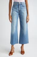 Veronica Beard Taylor Raw Hem High Waist Crop Wide Leg Jeans