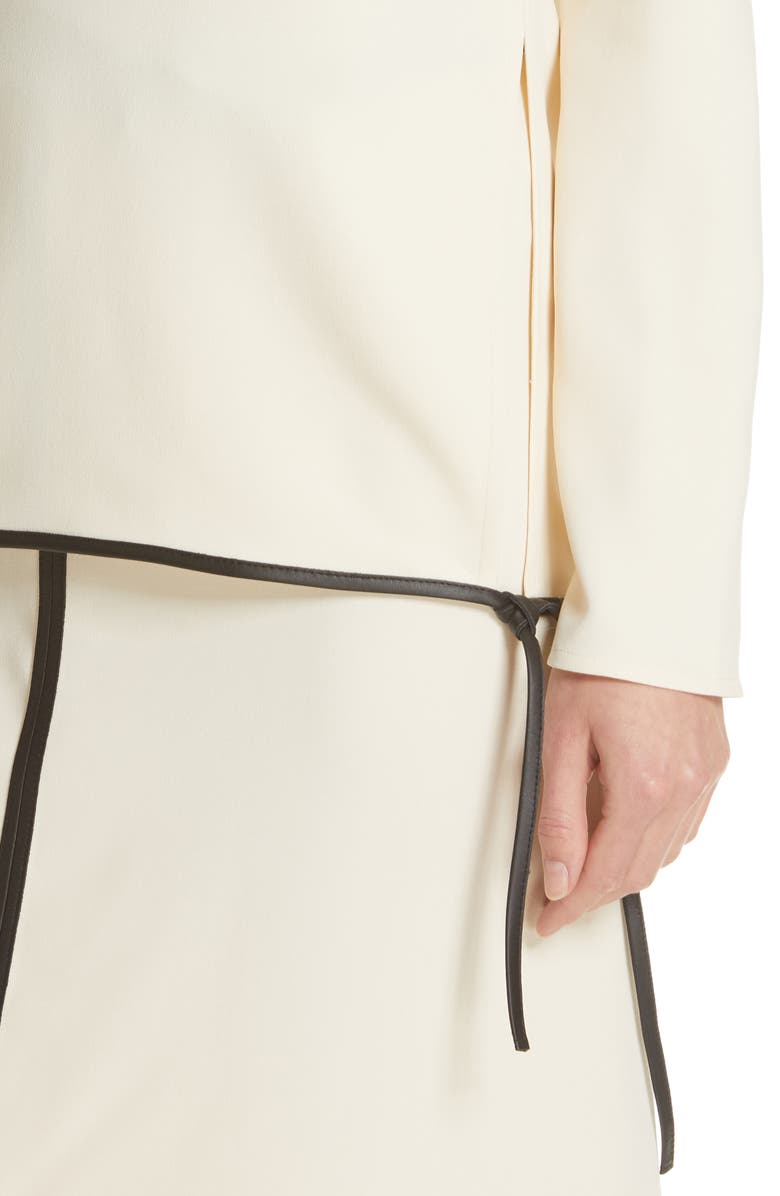 Victoria Beckham Leather Trim Top, Alternate, color, 