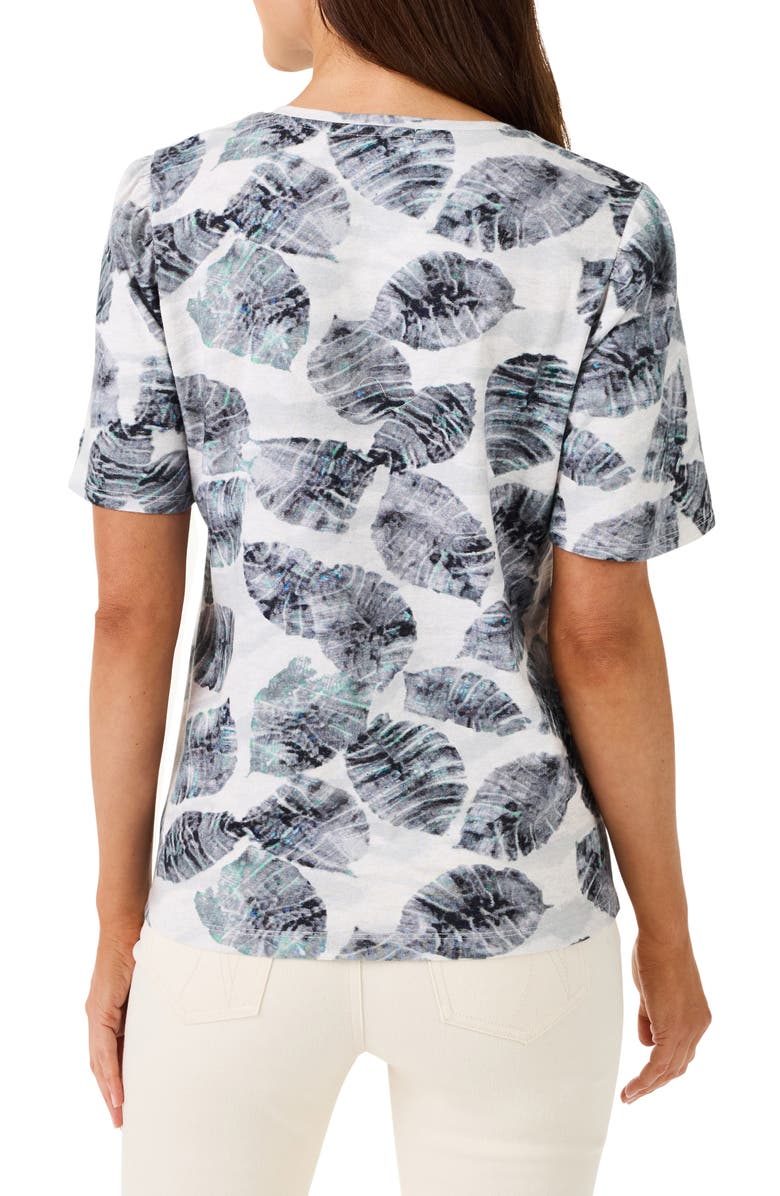 NZT by NIC+ZOE Falling Palms Print Split Neck Cotton T-Shirt, Alternate, color, 
