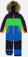 Deux par Deux Discover Colorblock Detachable Hood One Piece Snowsuit