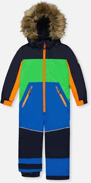 Deux par Deux Discover Colorblock Detachable Hood One Piece Snowsuit