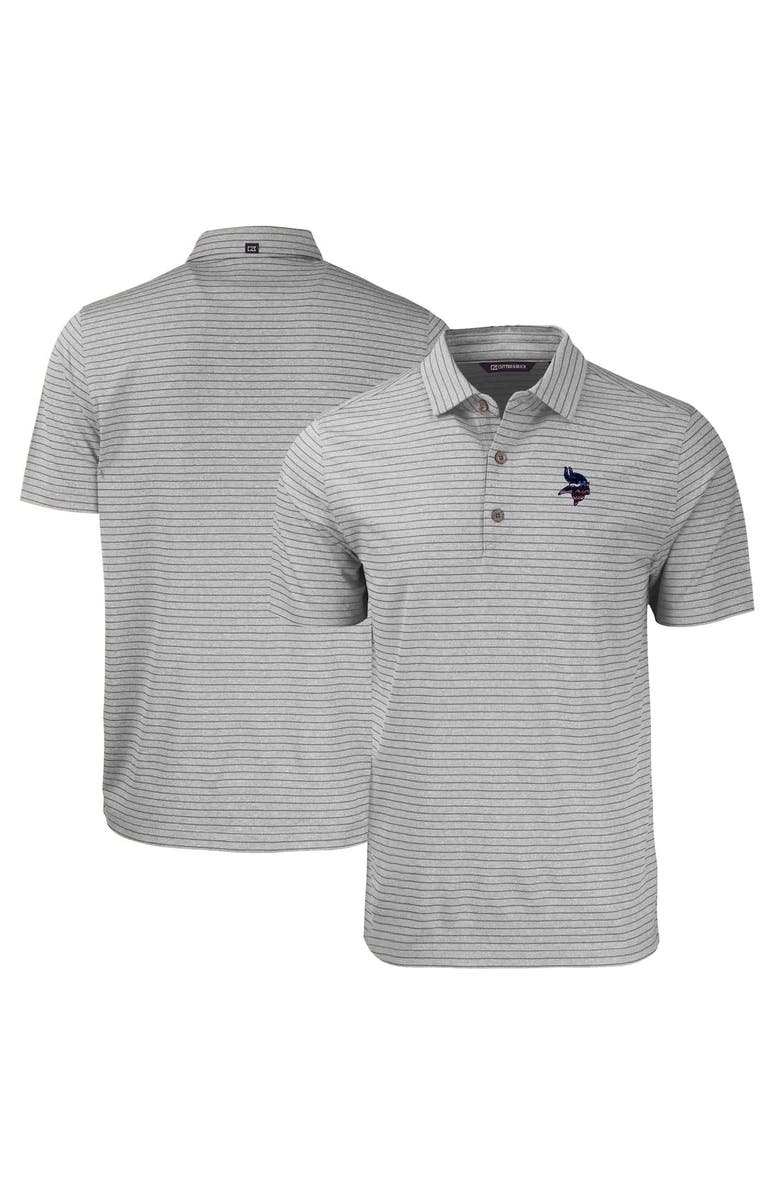 Cutter & Buck Men's Cutter & Buck Heather Gray Minnesota Vikings  Americana Forge Eco Heather Stripe Stretch Recycled Polo, Main, color, 