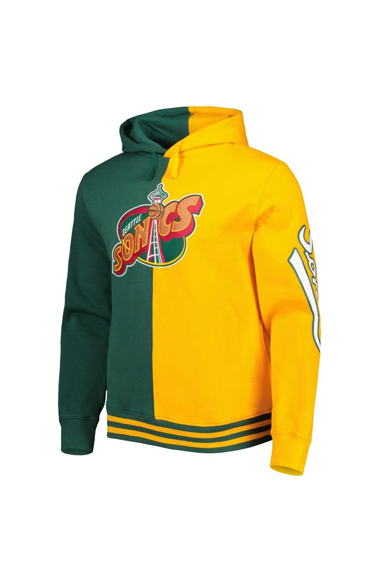 Mitchell & Ness Men's Mitchell & Ness Green/Gold Seattle SuperSonics Hardwood Classics Split Pullover Hoodie, Alternate, color, Green